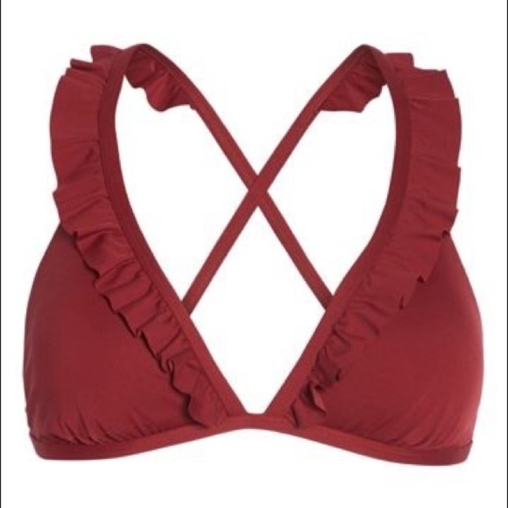 Chelsea28 Ruffle Triangle Cross Back Bikini Top - Picture 2 of 9